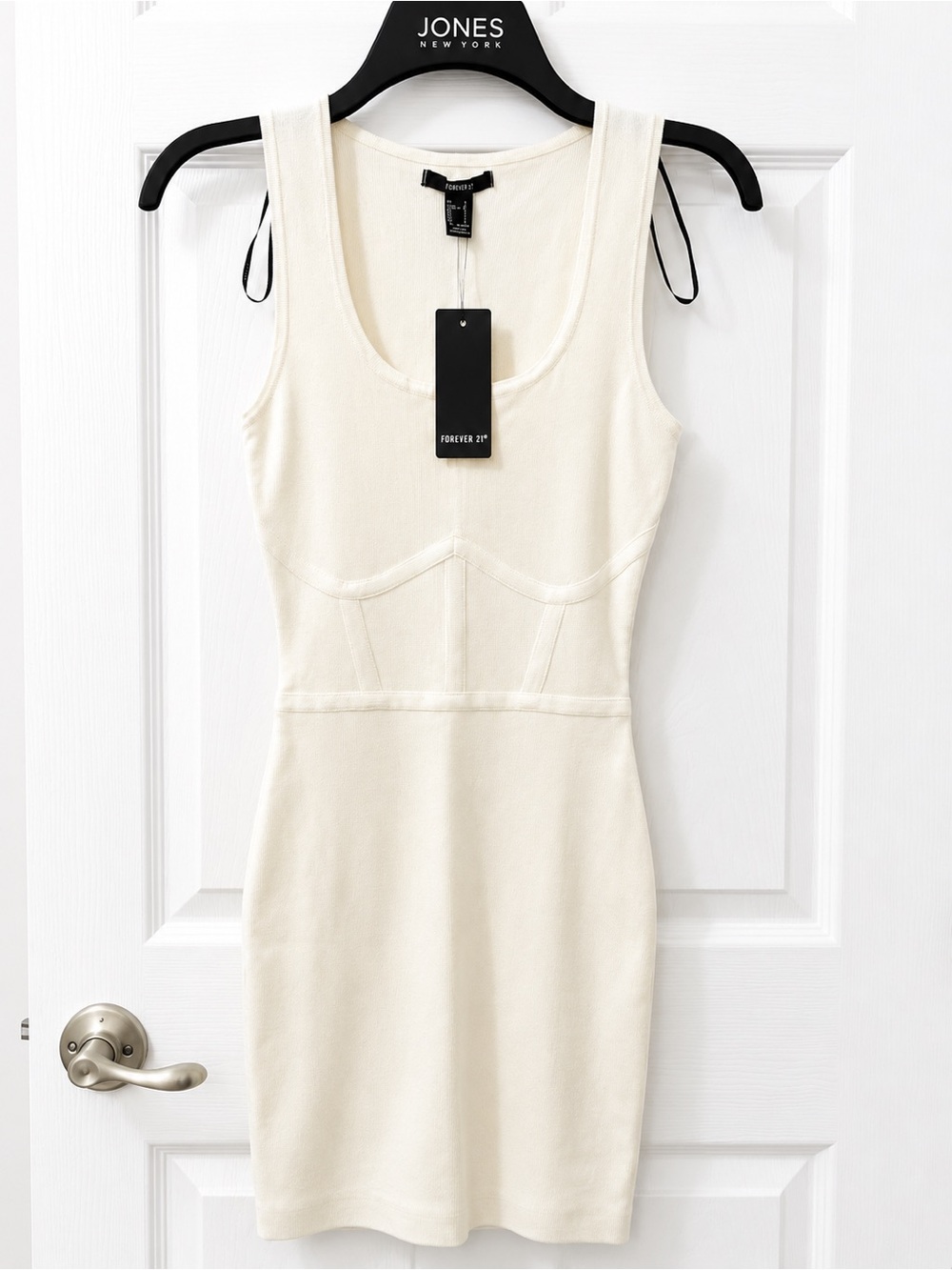 Forever 21 Off-White Ribbed Tank Bodycon Dress